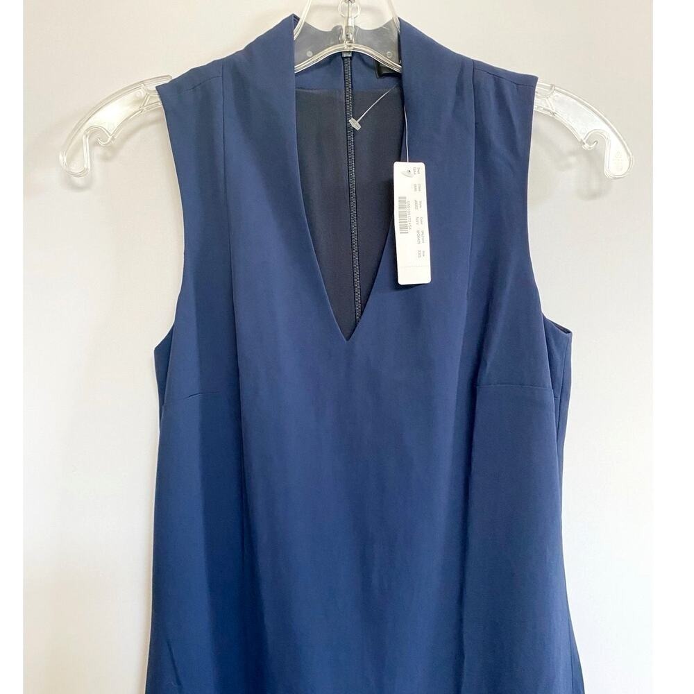 J.Crew Navy Blue Sleeveless Split Neck Shift Dress J8052 NEW XXS - Picture 6 of 13